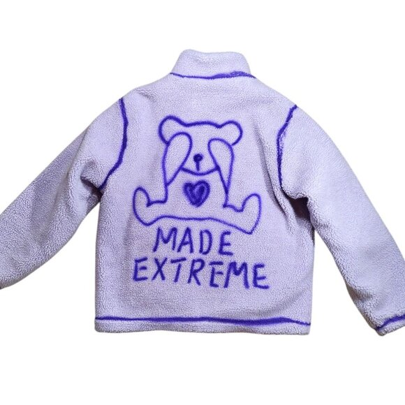 Made Extreme Faux Sherpa Oversized Teddy Bear Print Japanese Streetwear Coat XL - Picture 3 of 8